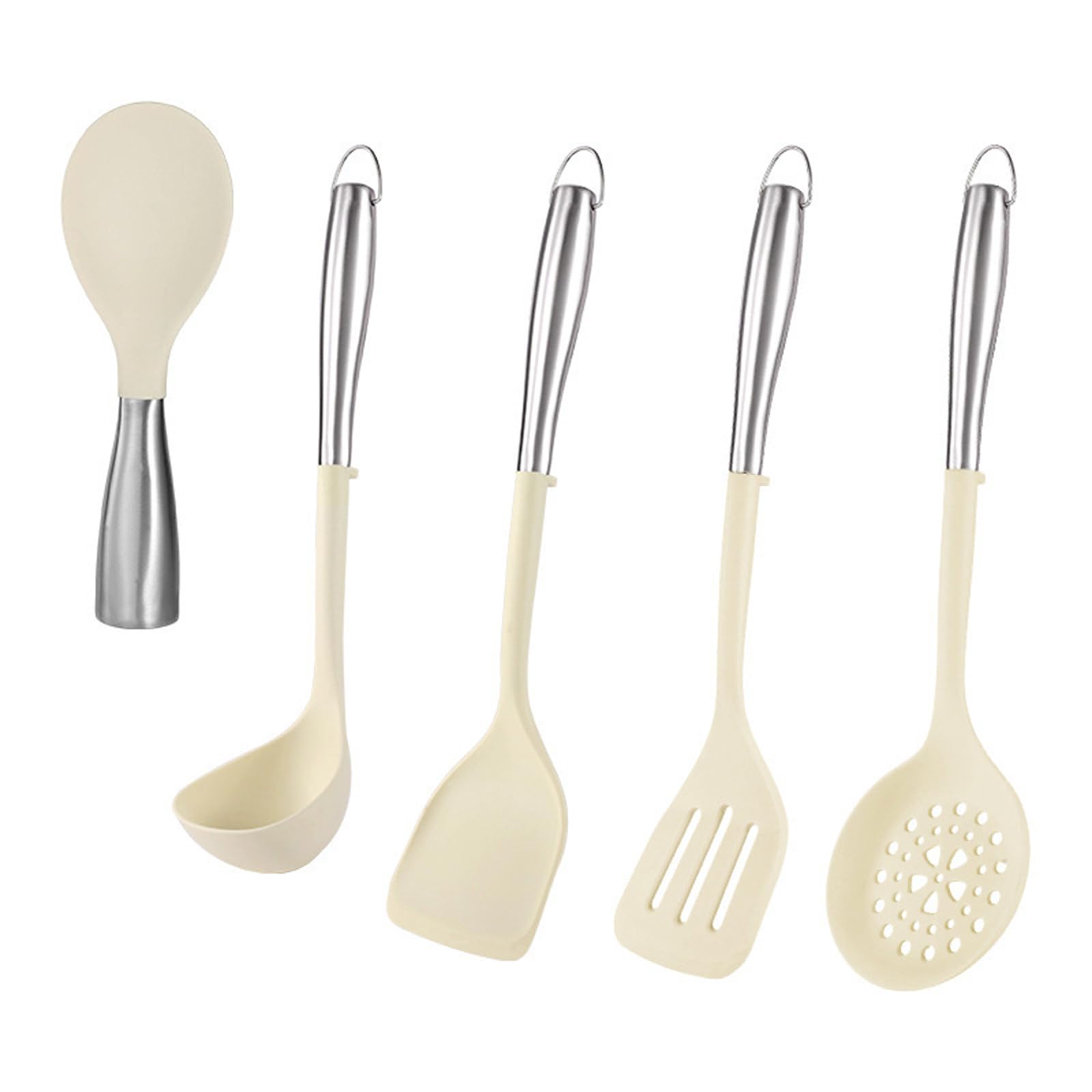 HTTGDGDH Heat-Resistant Silicone Spatula Set With Stainless Steel Handle - Kitchen Utensils For Nonstick Cookware, Dishwasher Safe,White