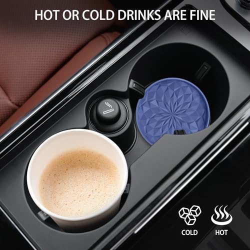 Image of ME.FAN Car Coasters for Cup Holders [4 Pack] - 2.75In Silicone Auto Mug Mats - Universal Non-Slip Recessed Car Interior AccessoriesNavy Blue