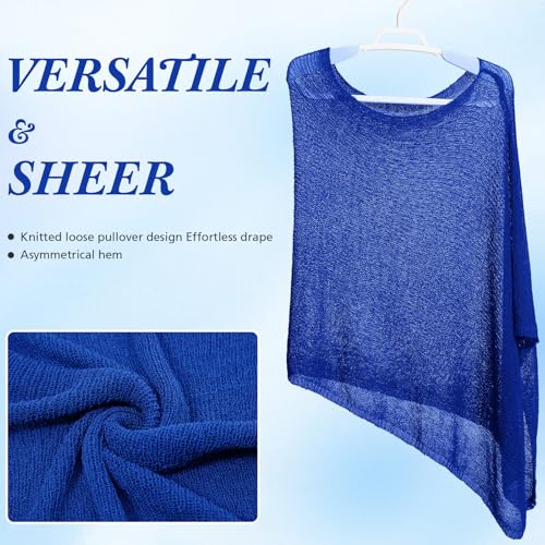 Image of Women Sheer Poncho Shrug Summer Sheer Blouse Top Lightweight Poncho Bolero for Evening Dress