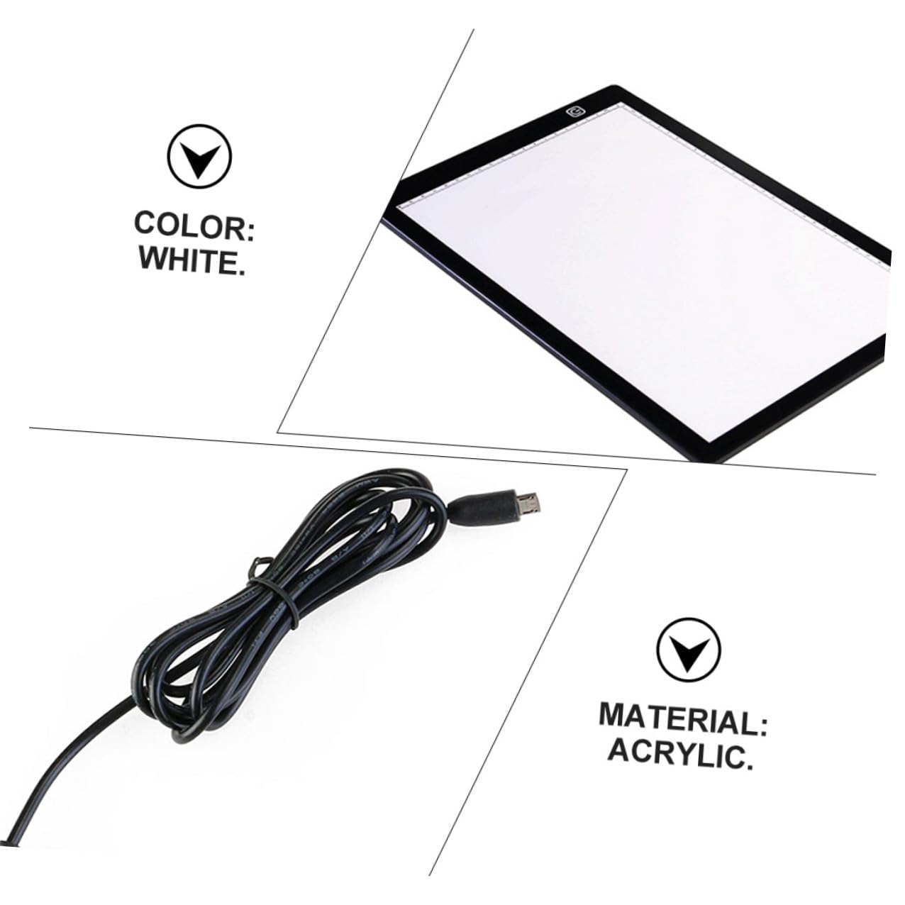 AKOOSY Planche à Dessin Lumineuse LED A4 en Acrylique avec Câble USB Aimanté, Légère, pour Croquis et Calligraphie à Domicile à L'école
