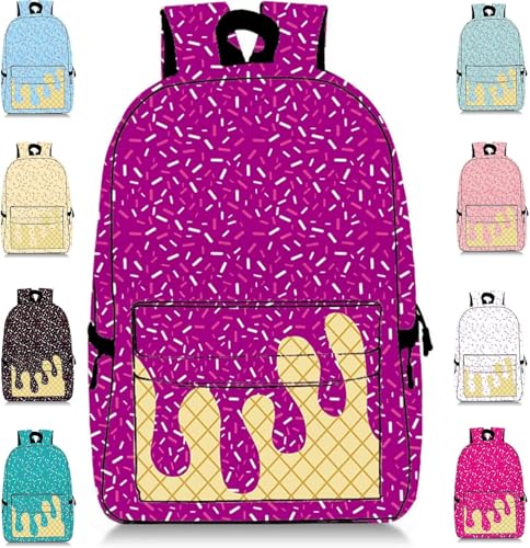 Ice Cream Backpack Kawaii Shoulder Bag,Side Pockets Large Capacity for Women Men Daily Use Travel Hiking Camping (G)