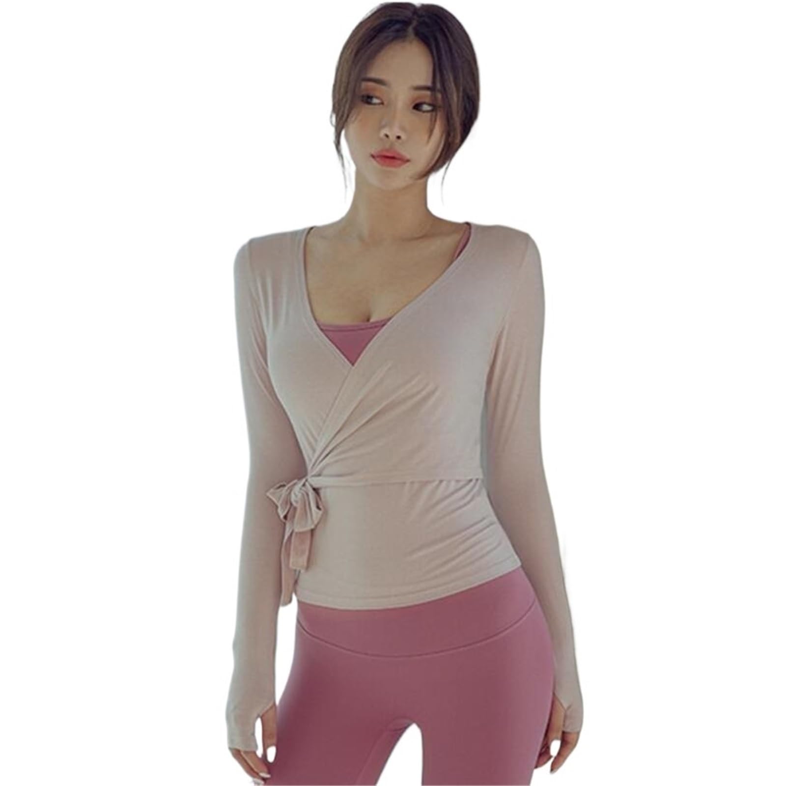 Schlanke Langarm Lace-Up Yoga Tops Quick Dry Atmungsaktive Outdoor Sportswear Fitness Gym Lauf Frauen Sport