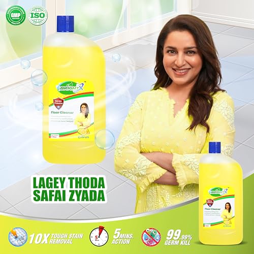 Image of BrightX Floor Cleaner | Citrus Fresh | Multi-Surface Cleaning & Long-Lasting Fragrance (1L, Citrus)