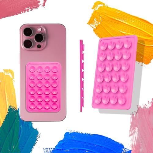 ModishMania Silicone Suction Phone Mount 2-Pack, Adhesive Suction Cup Holder for iPhone & Android, Powerful & Stable Tool for Recording Daily Life, Durable Phone Mount(Pink)