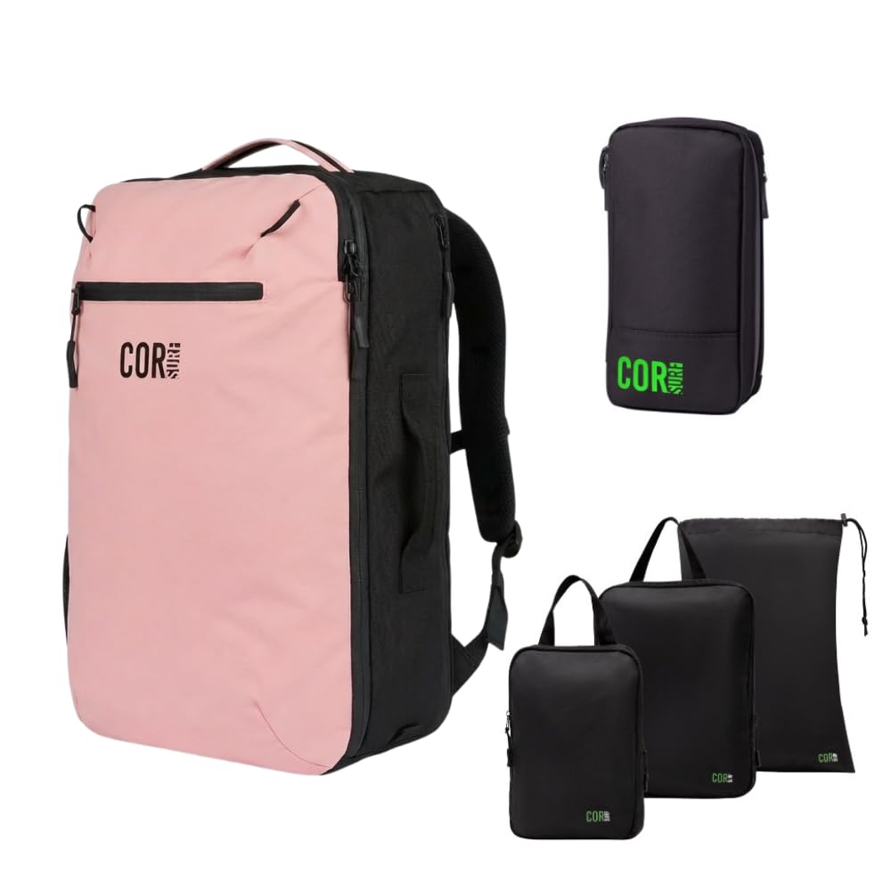 Carry On Travel Backpack Bundle | Island Hopper Travel Backpack with Toiletry Bag and Compression Packing Cube Set