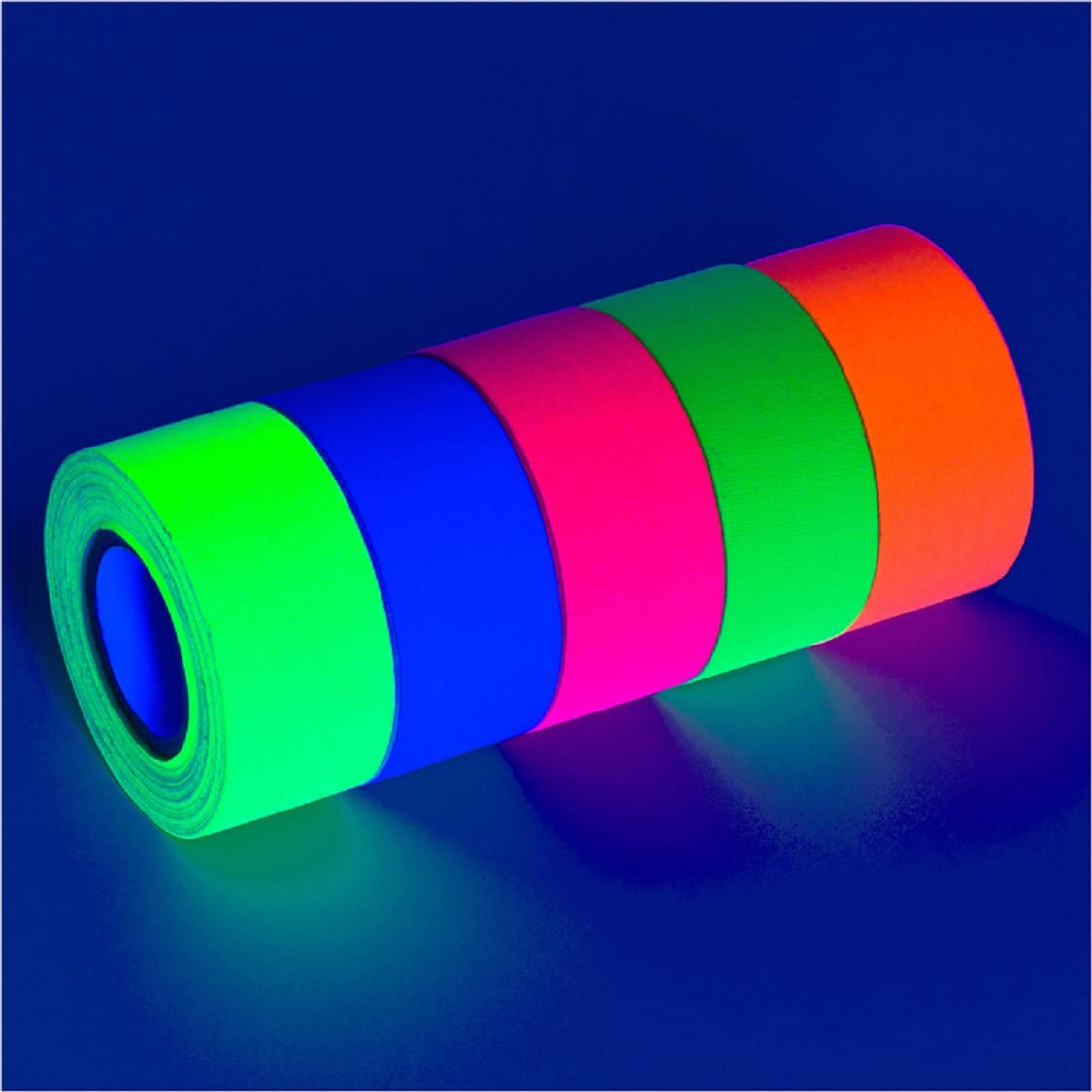 Glow King Blacklight Reactive Glow Tape | Premium UV Fluorescent Neon Party Supplies for Events | Multipurpose Luminous Colored Tape for Room Decoration | Glow in The Dark Cloth Tape – 1 in x 18 ft