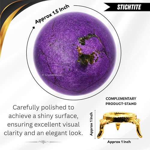 Image of Certified Stichtite Crystal Ball for Meditation - Premium Crystal Vastu Items for Home and Feng Shui Items for Good Luck - Ideal for Pooja Supplies and Spiritual Practices (1.5 inch Inch)