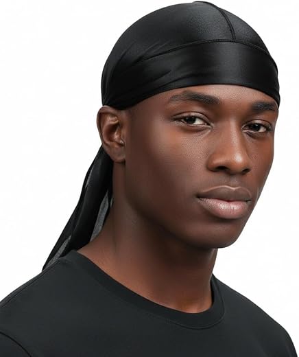 Silky Satin Durags for Men, Satin Doo Rag Head Wraps Long Tail Beanies Waves Headwraps Do Rags Cap