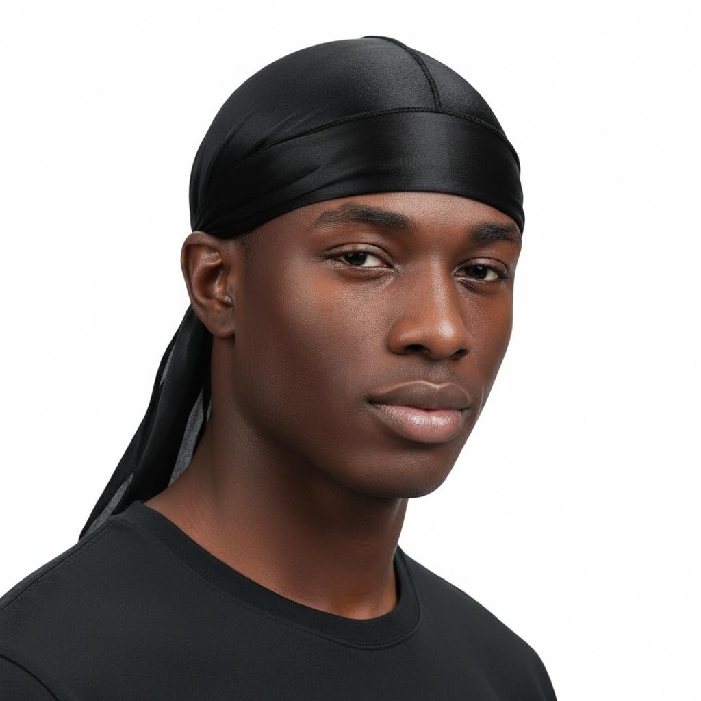 Silky Satin Durags for Men, Satin Doo Rag Head Wraps Long Tail Beanies Waves Headwraps Do Rags Cap-image-14