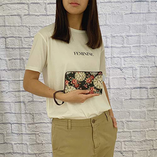 Image of Taianda Women Phone Wristlet Wallet Pouch, Zippered Dual Slots (Clock) | Lightweight water-repellent purse with padded shockproof cushion; Fits most smartphones, cards & cash; Daily essentials