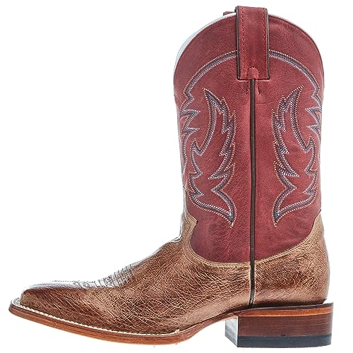 Justin Boot Company Men's McLane Tan Smooth Ostrich Vamp 11 Red Cowhide Top3