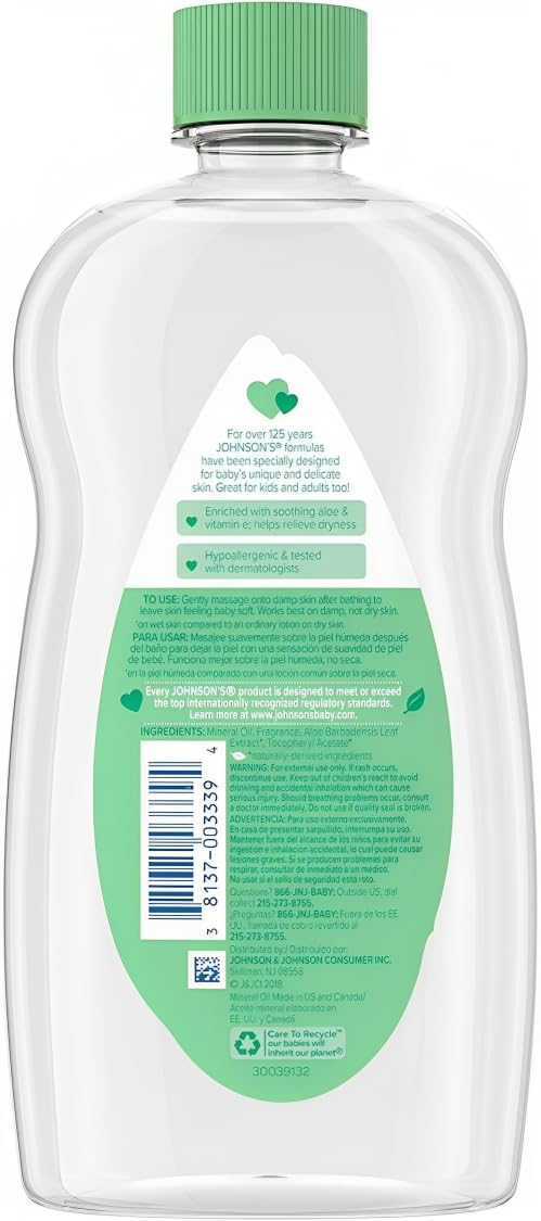 Johnson's Baby - Huile avec Aloe Vera pour Bébé 300 ml x 2 unités - Pack Promoo