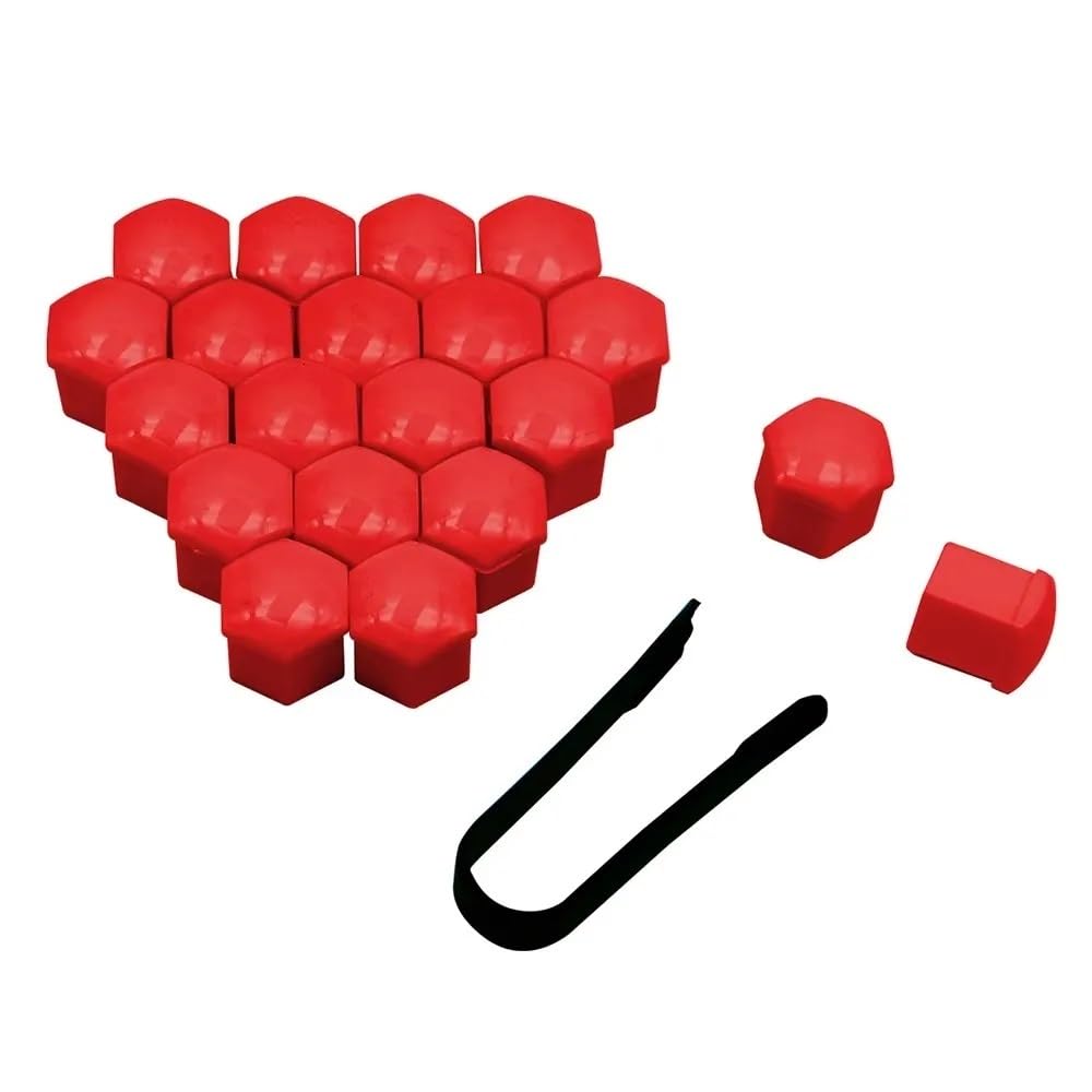 LOCKLGFMCZ 20Pcs Car Decoration Auto Anti-Rust Hub Screw Cover Rust Protection Automobile Wheel Nut 17 19 21mm Exterior Accessories(Rosso,17mm)