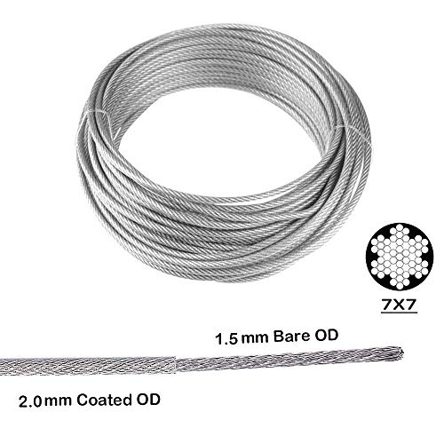 Tootaci Turnbuckle Wire Tensioner Strainer Kit With 100Ft Stainless Steel Coated Wire Rope,1/16" Steel Cable,Turnbuckles For Cables Wire,For Garden Wire,Picture Wire,Strings Light Hanging,Shade Sails #TOP1