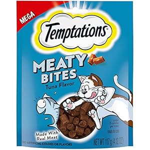 Temptations Meaty Bites Soft and Savory Cat Treats Tuna Flavor, 4.12 oz. Pouch