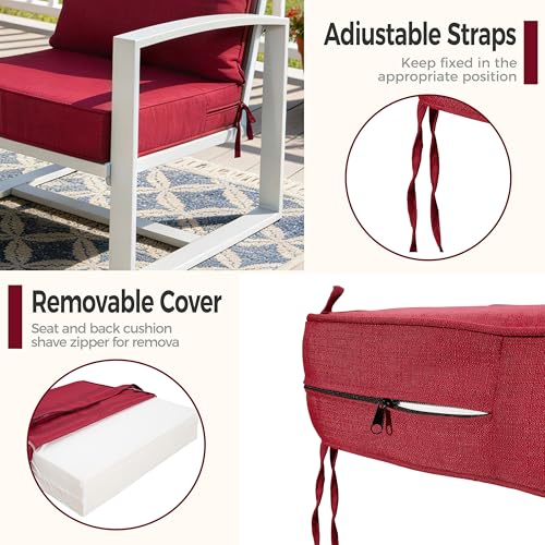 Image of Art Leon Waterproof Outdoor Seat Cushion 24 inchx 24 inch 30D High Density Foam Patio Chair Cushions with Non-Slip Backing Patio Cushions for Patio Furniture Porch Swing Garden Bench Camping Stadium Red