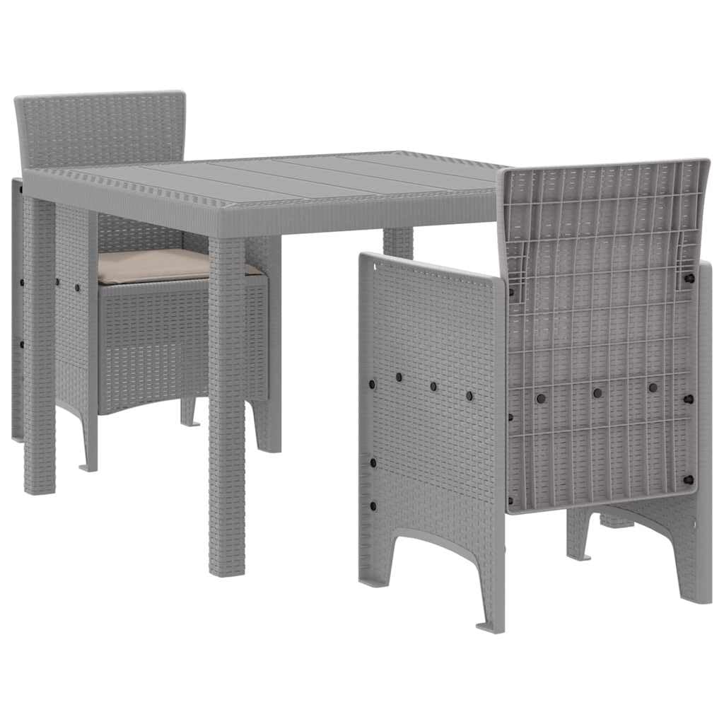 vidaXL Set da Pranzo per Giardino 3 PCS Grigio Chiaro Rattan Polt, Set da Pranzo all'aperto, arredo Giardino Moderno, Leggero per TACE, Tavolo Robusto per riunioni estive