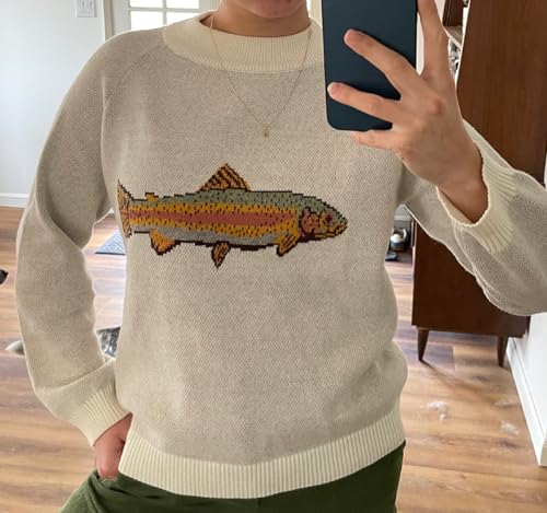 Women Y2k Fish Sweater Cute Graphic Long Sleeve Crewneck Knit Pullover Top Fall Vintage Knitwear Aesthetic Sweater2