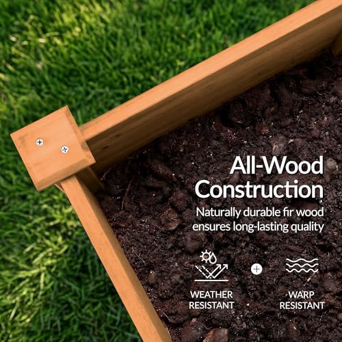 Image of Best Choice Products 72 inch x 24 inch x 30 inch Raised Garden Bed with Extra Deep 16 inch Depth, Elevated Wood Planter Box Stand for Backyard, Patio, Balcony, Natural Fir Wood - Acorn Brown