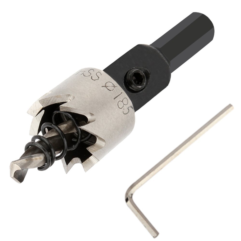 Senzeal HSS 18.5mm Hole Saw Arbors Drill Bit Hole Saw Sets Metric Cutting Kit Opener Cutter Tool