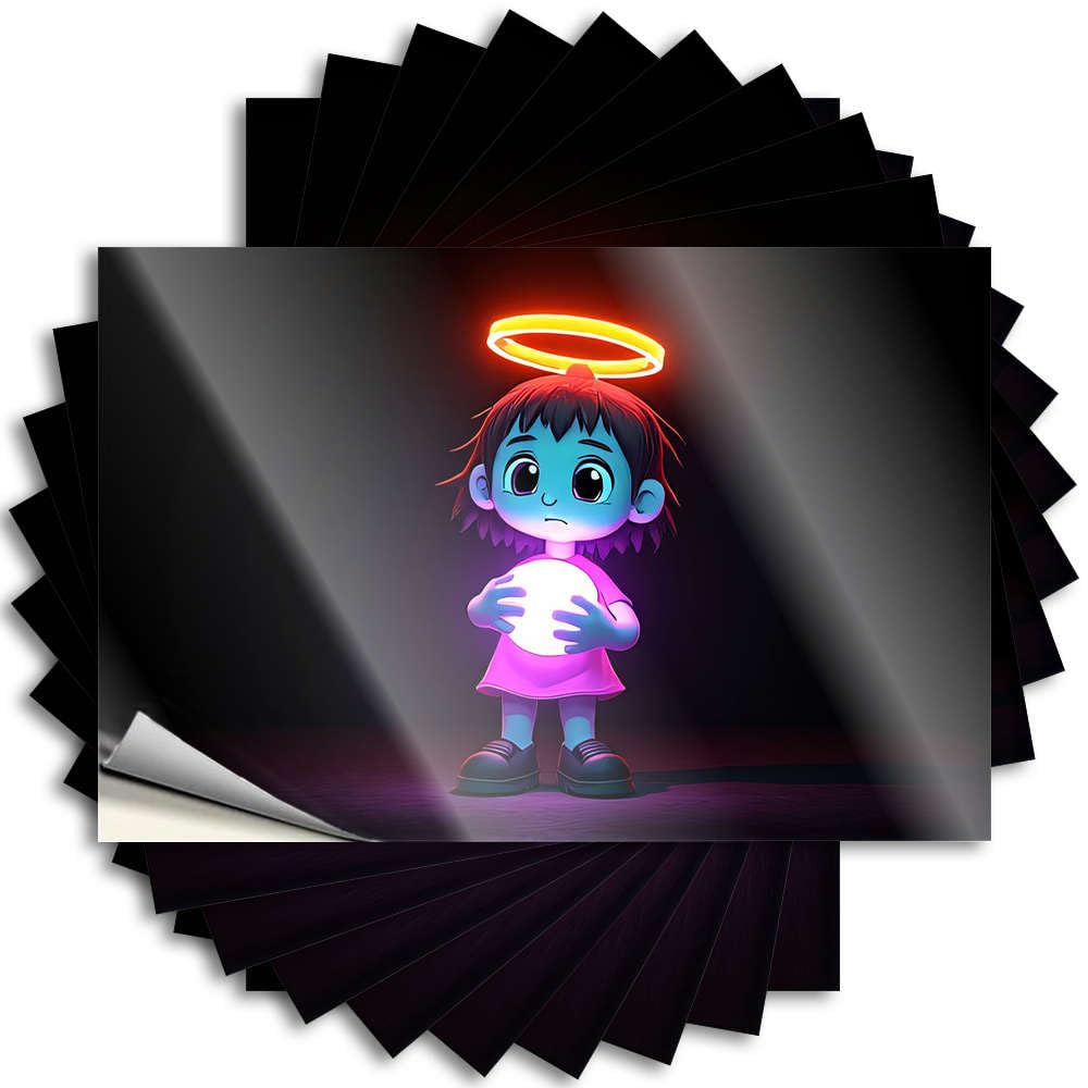 Sticker Backyard Bar Decor Easy Apply | A Child with A Glowing Halo Holds A Luminous Orb Happy Door Peel and Stick(8X12CM)