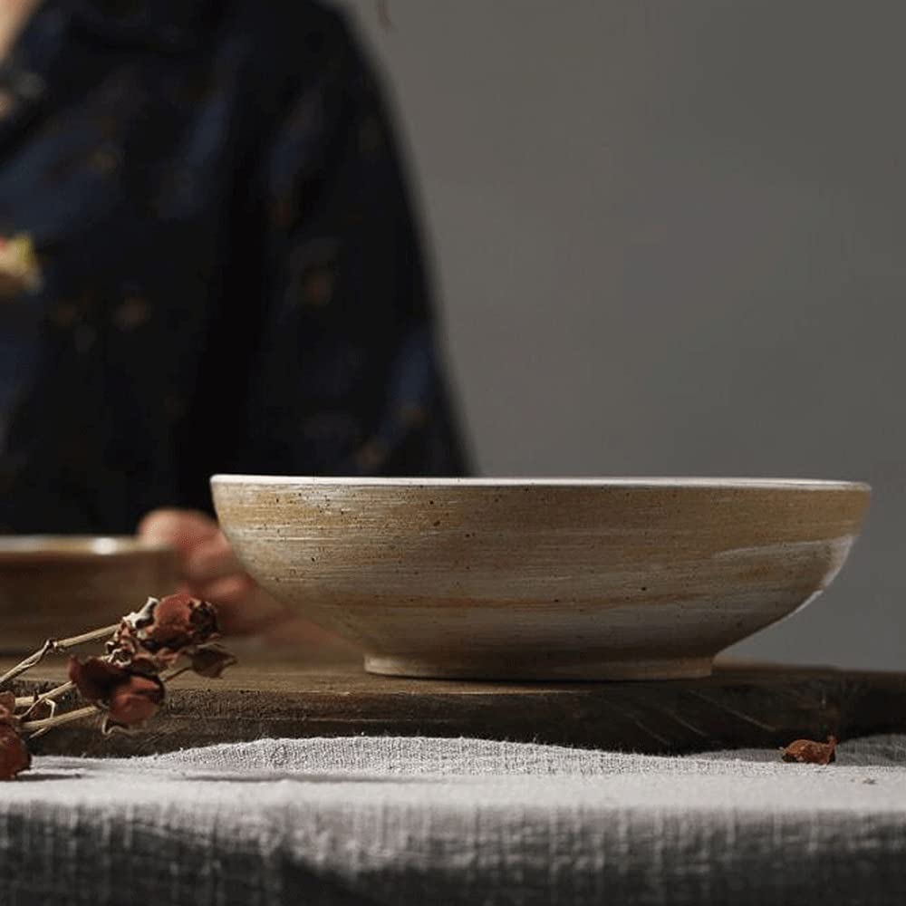 Ensemble d'assiettes et bols en céramique de grande capacité – 20 x 5,9 cm – Bols à soupe et à riz incassables, parfaits pour la vaisselle de restaurant, passent au lave-vaisselle et au micro-ondes