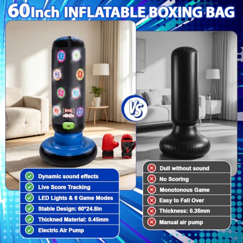 Punching Bag for Kids, with Scoring LED Lights & 6 Game Modes, 60 Inch - image 4
