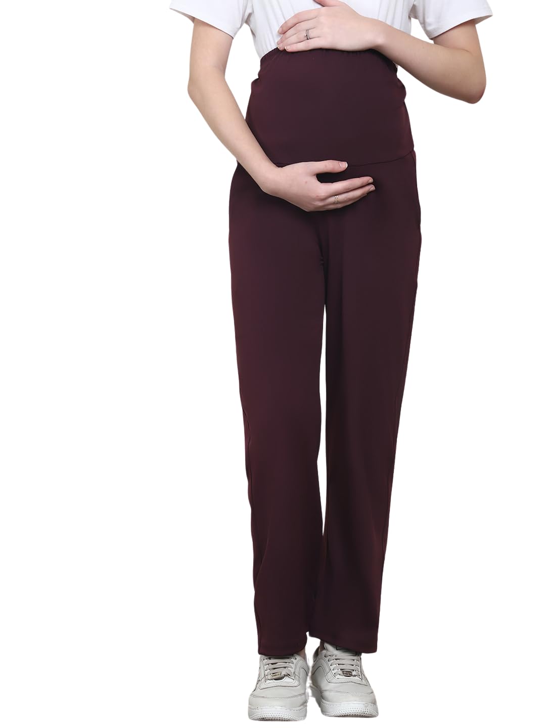Women’s Maternity Straight Fit Track Pants – Maroon-image-39