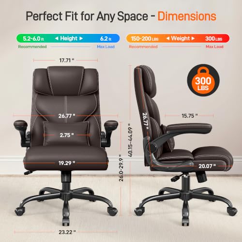 Image of Office Chair, Executive Mid-Back Computer Desk Chair with Flip-up Armrests