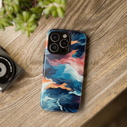 Coque iPhone 16 Pro vagues fluides multicolores abstraites rigide brillante - 4