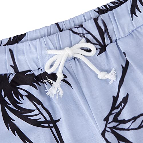 Image of GERU Boy Shorts Sets Hawaiian Outfit Kid Leaves Floral Short Sleeve Shirt Top+shorts Suits