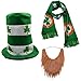CreepyParty St. Patrick's Day Party Costume Suit Hat, Bow, Bow Tie, Beard, Scarf (Hat, Beard, Scarf)