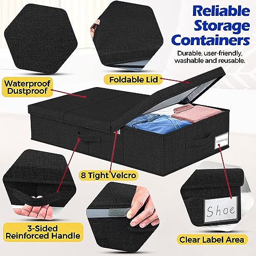 mepure 2 Pack 48L Underbed Storage, 79x40x15cm, Fabric Under Bed Storage Boxes with Lids - Image 4