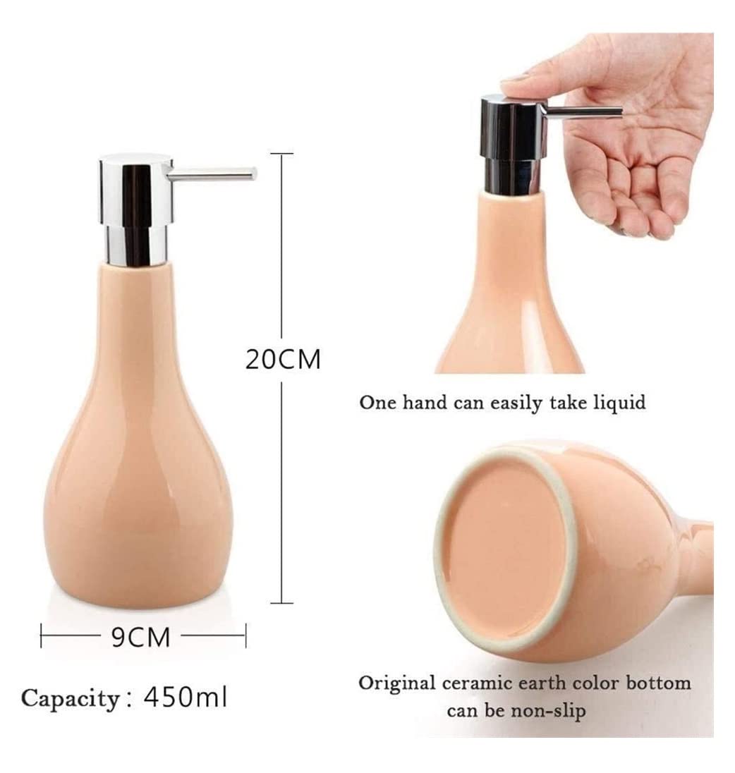 Dozownik Mydła Dozownik Mydła W Prostym Stylu O Pojemności 450 Ml, Wielokrotnego Napełniania, Ceramiczna Butelka Na Balsam Do Płynów Organicznych Dozownik Balsamu Do Mydła(Grün)