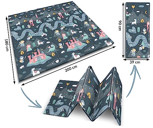 Nukido Doppelseitige Krabbelmatte Baby Krabbeldecke Matte Bodenmatratze Kinderzimmer Krabbelmatte Baby faltbar Bodenmatte Kinder Babyspielzeug 0-6 Monate Mehrfarbig 180x200x1 cm