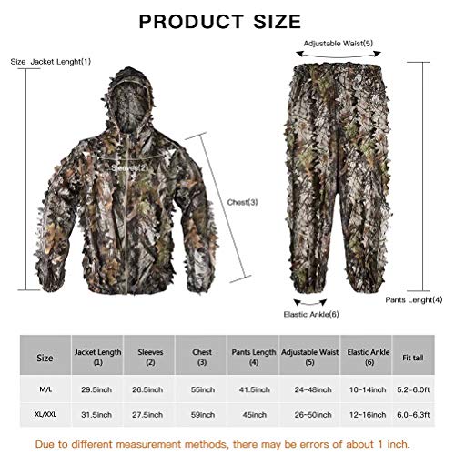 Tongcamo Hunting Ghillie Suit 3D Bionic Leafy Camouflage Clothing for Jungle Hunting, Wildlife Photography, Bird Watching，Halloween, Shooting - Thumbnail 3
