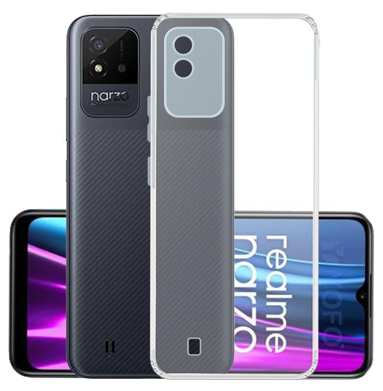 Image of Case Creation New Realme C20 Premium Imported 0.3mm Crystal Clear Totu Silicone Transparent Flexible Soft Corner Protection with TPU Slim Back Case Color Cover for Oppo Realme C20