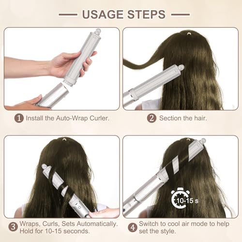Image of 40mm /1.6 inch Hair Long Barrel Attachment Compatible with Shark FlexStyle HD400 Series, Adjustable Bidirectional Auto-Wrap Curling, for Bouncy Curls or Waves