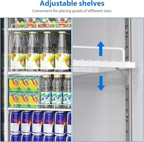 IDEALHOUSE Commercial Refrigerator, Commercial Merchandiser 26.8 Cu Ft Refrigerator, Refrigerator with 2 Glass Door and LED Light, Large Business Cooler for Home Restaurant Grocery Stores - Image 3