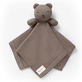Bleu La La Organic Cotton Baby Lovey Security Blanket – Ultra-Soft Comfort Blanket for Newborns & Toddlers, Plush Snuggle Toy for Soothing, Perfect for Boys & Girls (Bear - Mocha)