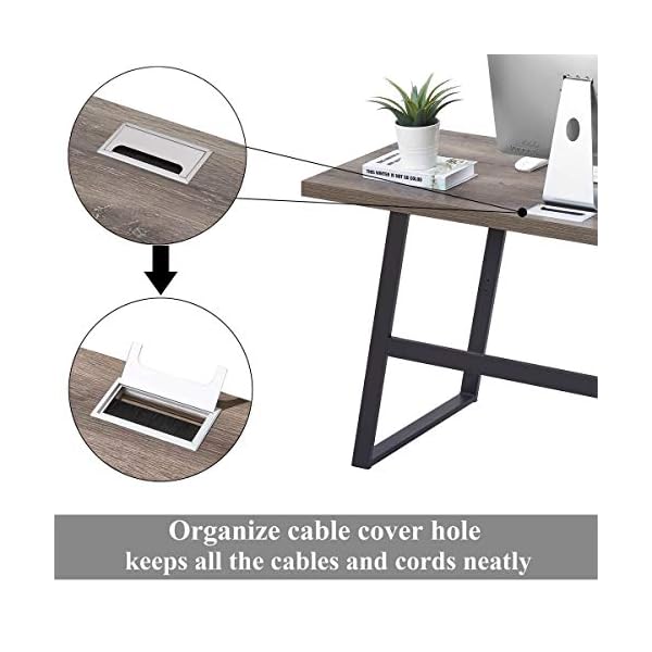 BON AUGURE Rustic Wood Computer Desk, Industrial PC Writing Desk, Vintage Study Table for Home Office Workstation - Image 6