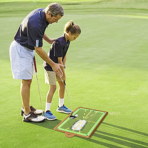 Golf Training Mat For Swing Detection Hitting Golf Swing Trainer Practice Pad That Shows Swing Path Putting Impact Matt Indoor Outdoor Swing Aid (Training Mat With Base) #TOP1