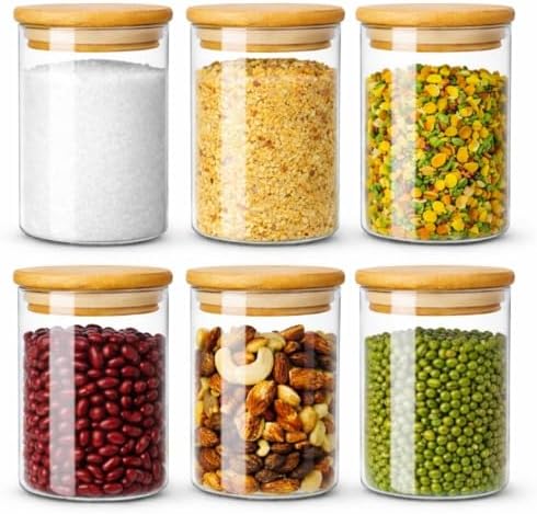 Kit 06 Potes Herméticos de Mantimentos 300ml Pote Redondo de Vidr...