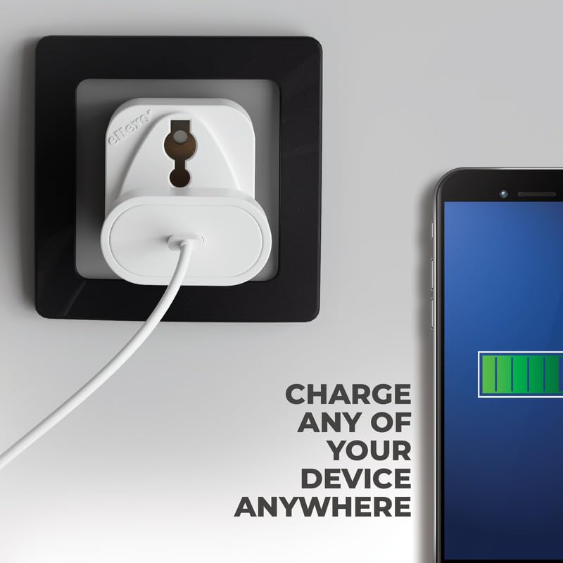 Image of Elleys ENZO (2 pcs) 3 pin Socket US Converter for India (USA, UK, China) Australia to India Plug Converter - Type D Plug Adapter 6A - 240V 2pin 3pin Socket Universal Travel Adapter for Home, Office