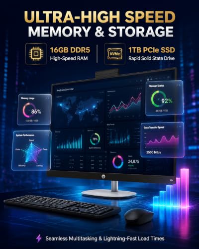 Image of HP 27 inch All in One Desktop Computer Touchscreen Copilot PC 16GB DDR5 1TB SSD | AMD Ryzen AI 7 350 | FHD IPS Display | 1080p IR Camera | WiFi 6 BT5.4 | Windows 11 Pro | Wireless KB&Mouse | Home Office PC