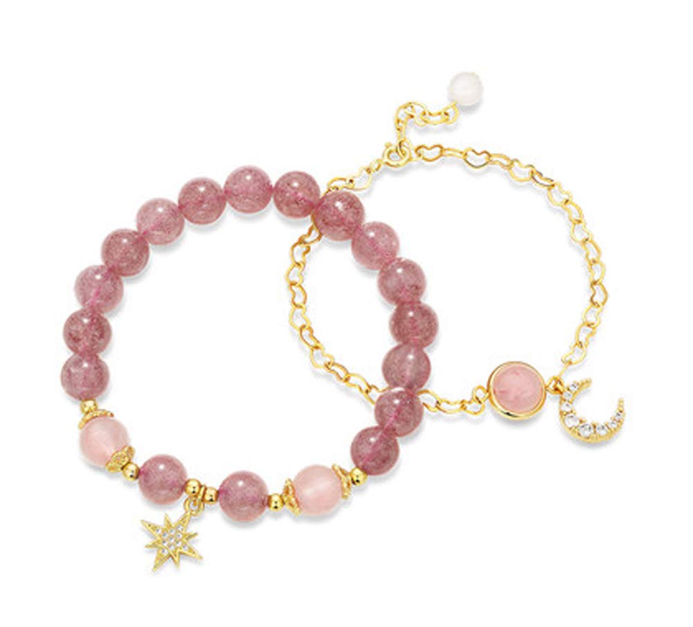 Pulsera de doble fila ajustable bañada en oro de 14K con cristales brillantes para mujer 8