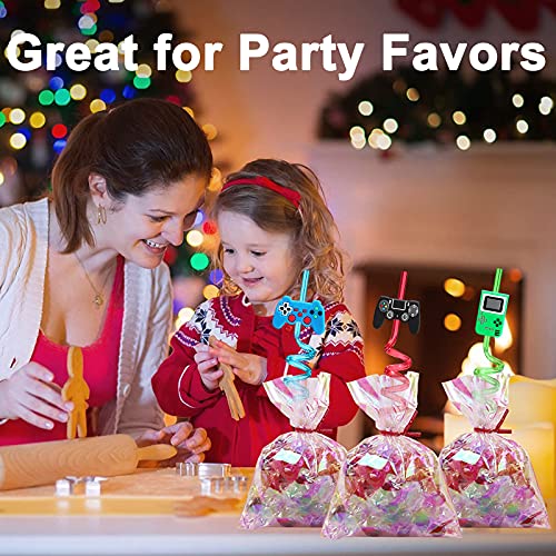 24 Video Game Party Favors Game Controller Drinking Straws Goodie Gifts for Kids Gamer Birthday Party Supplies, Game On Party Supplies with 2 PCS Cleaning Brushes - Image 6