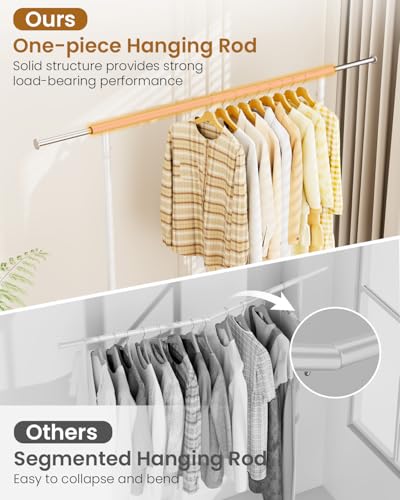Image of Heavy Duty Clothes Rack, Metal Clothing Rack Load 450 LBS, Rolling Coat Racks for Hanging Clothes with Lockable Wheels, Wardrobe Closet Garment Racks for Bedroom, White