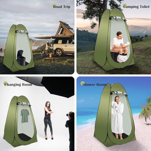 Inodoro portátil de camping con tienda de privacidad desplegable para adultos, inodoro plegable extra grande con vestidor (Verde) miniatura 6