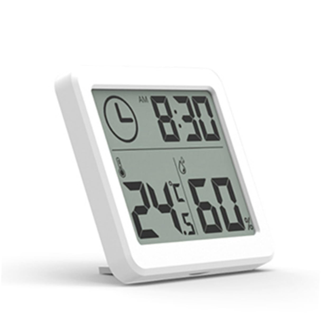 Abaodam Ultra Thin Indoor Hygrometer Thermometer with Clock Temperature Humidity Monitor for Home Office Lightweight Digital Gauge White